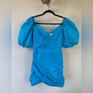 VESTIQUE PUFF SLEEVE “OCEAN BREEZE MINI DRESS” IN SIZE MEDIUM